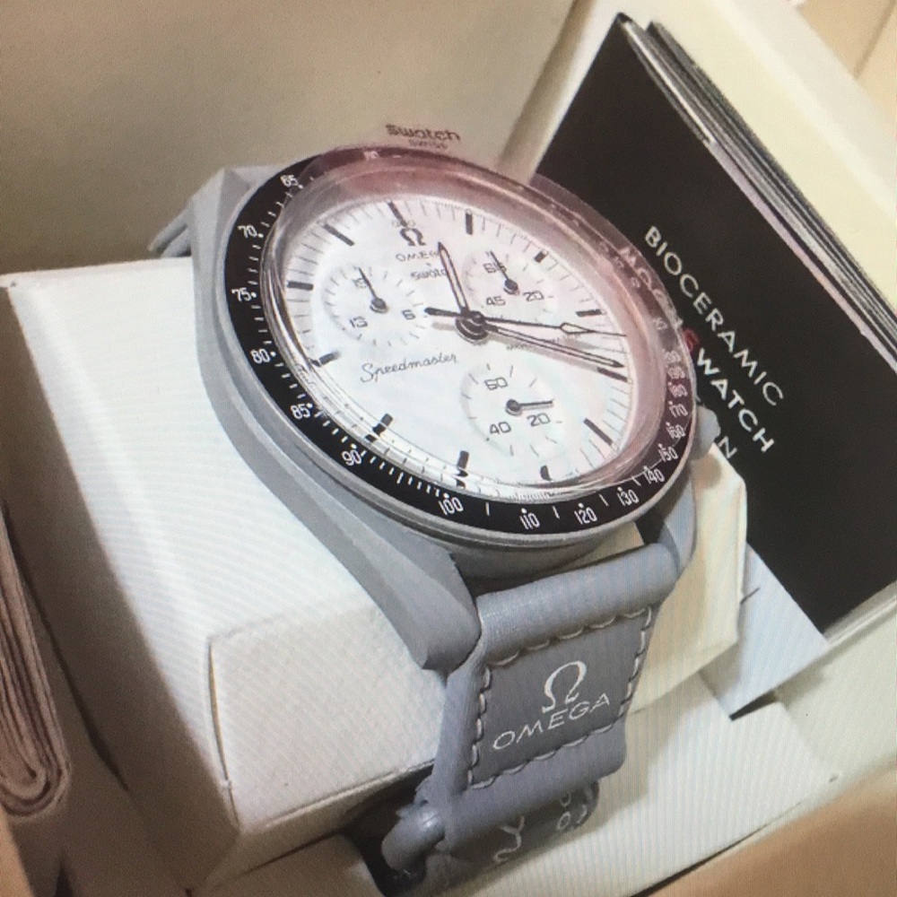 Swatch Bioceramic MoonSwatch 1965 White Dial with Gray Strap